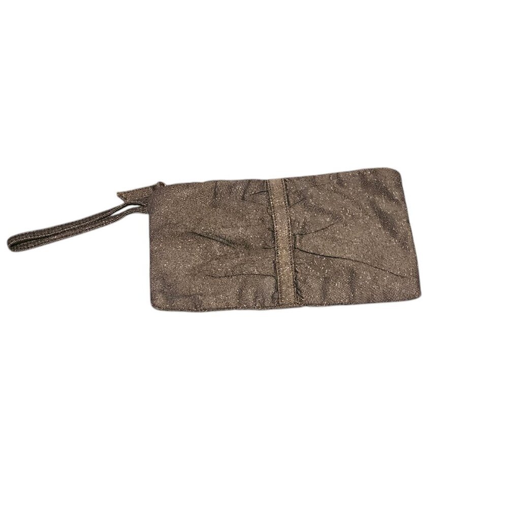 Vintage GAP Denim and Gold Metallic Wristlet - Soft with silky lining - EUC